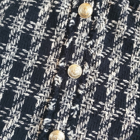 NWT$475 L'AGENCE Jade Tweed Button Mini Dress Houndstooth Black White Gold US 10 - Picture 9 of 16